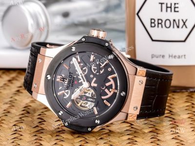 Fake Hublot Classic Fusion Rose Gold Skeleton Wristwatch 45mm